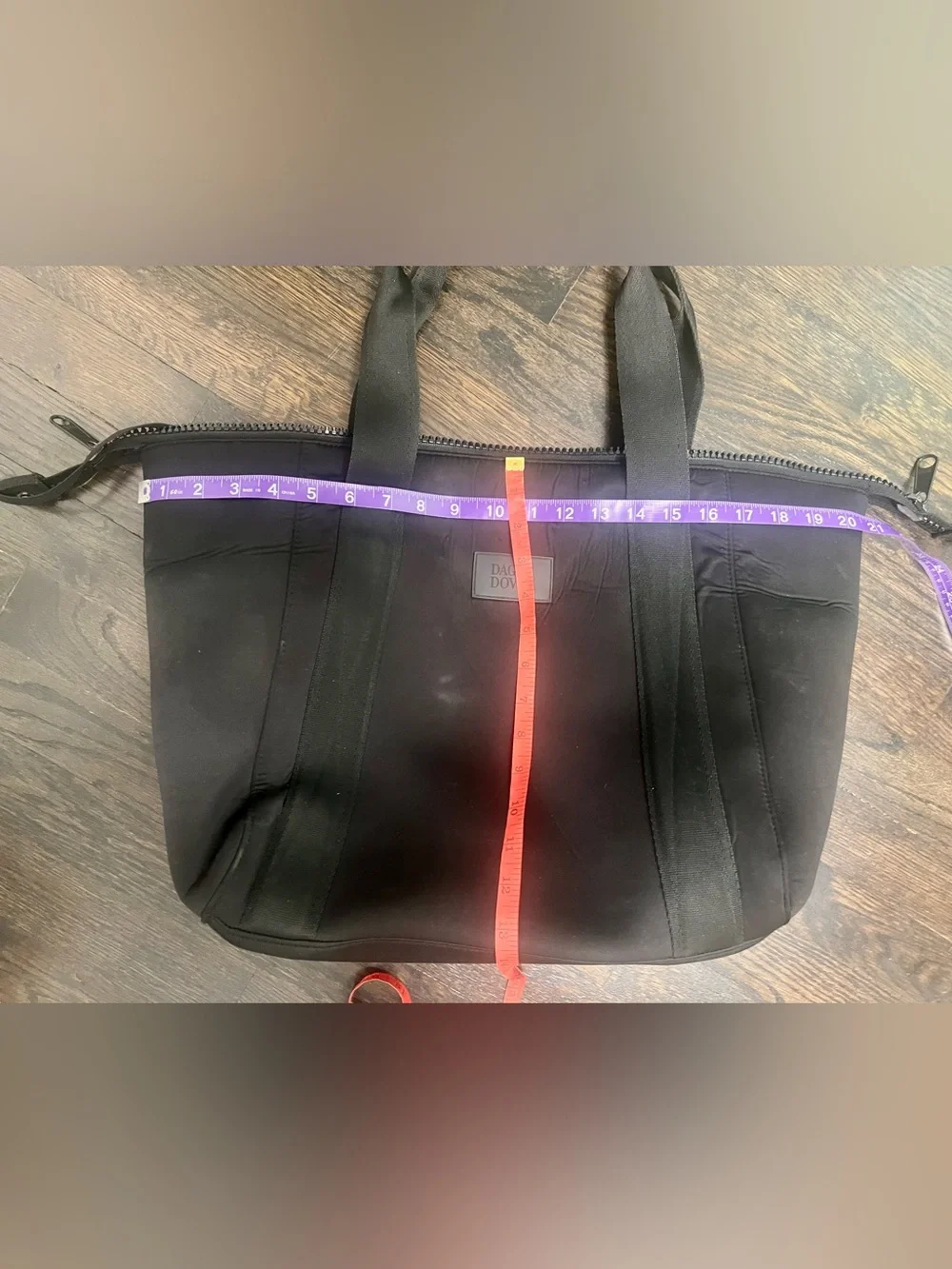 Dagne Dover Black Large Nylon Travel Work Tote Bag Laptop Carryall